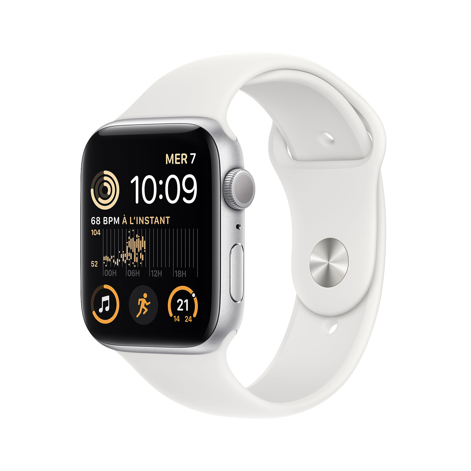 Apple Watch SE GPS 2022 Silver Aluminium Bracelet Sport White 44 mm Highweb
