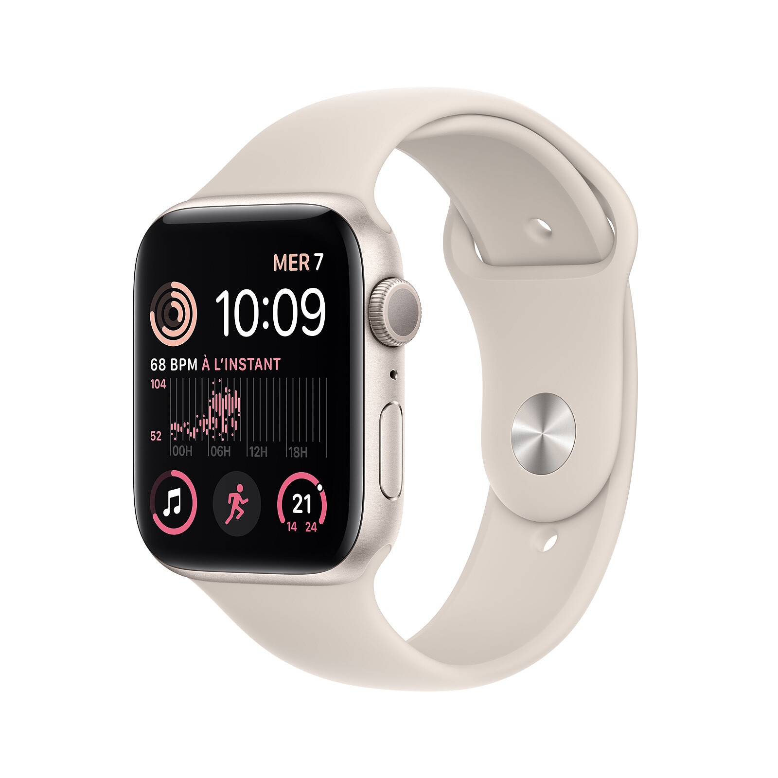 Apple Watch SE GPS 2022 Starlight Aluminium Bracelet Sport Starlight 44 mm Highweb