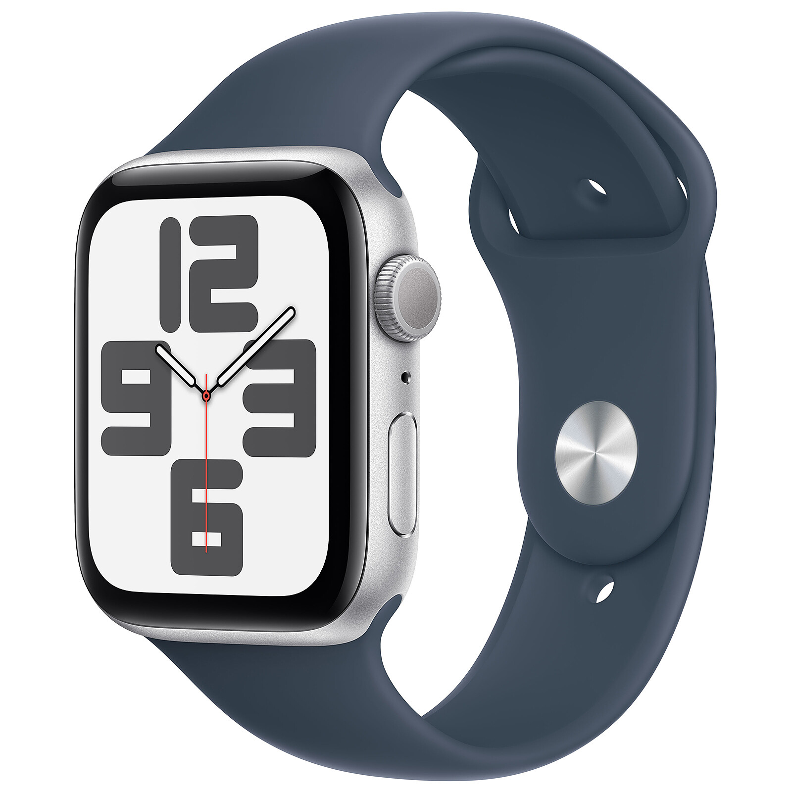 Apple Watch SE GPS 2023 Silver Aluminium Bracelet Sport Band Storm Blue 44 mm SM Highweb