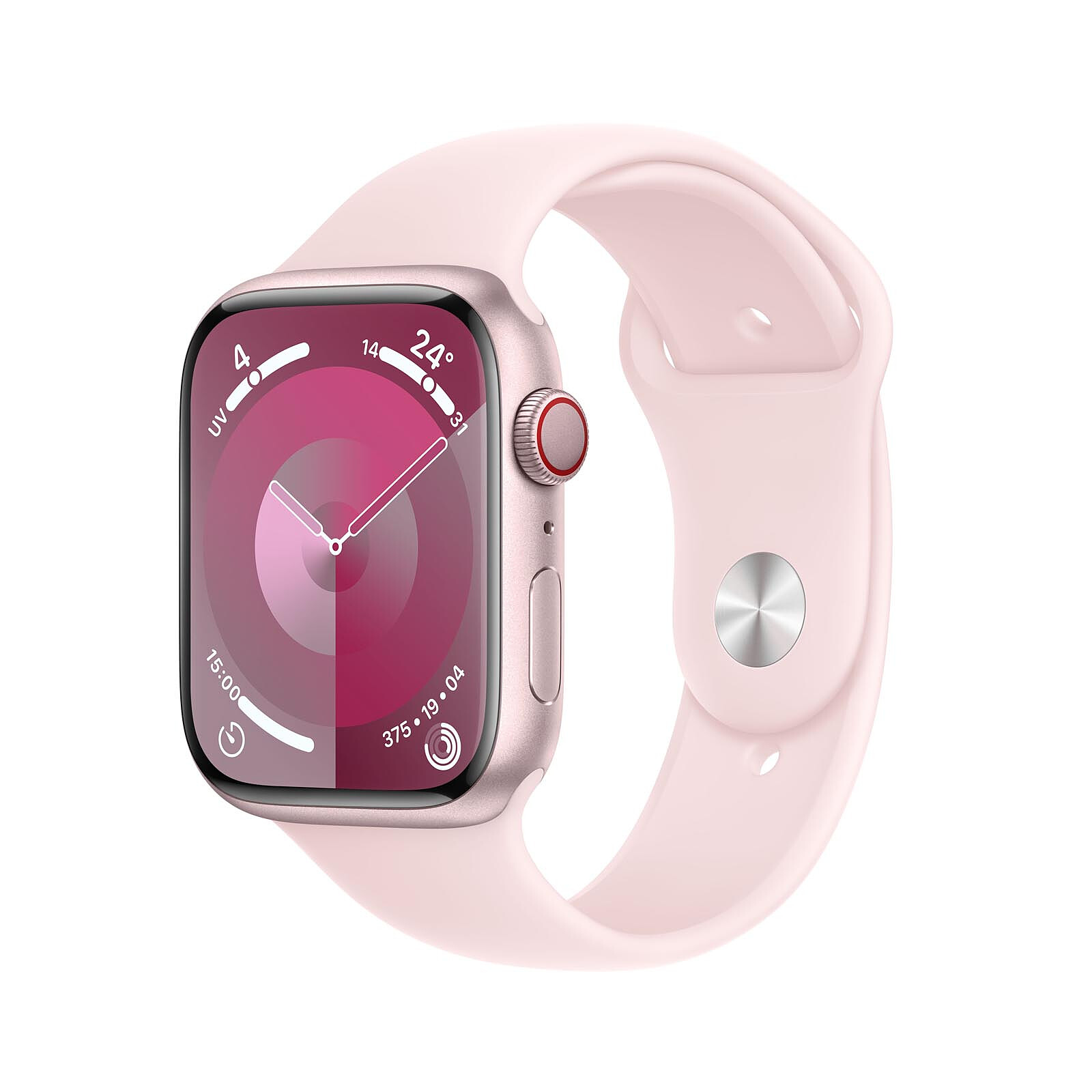 Apple Watch Series 9 GPS + Cellular Aluminium Rose Bracelet Sport Band SM 45 mm Highweb